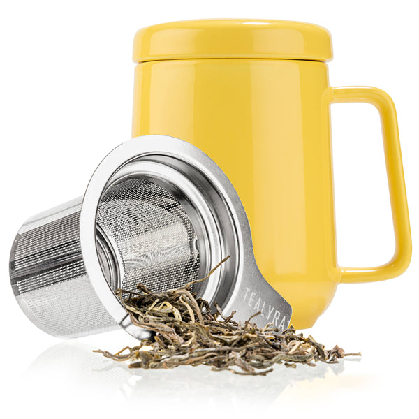 Peak Yellow Porcelain Mug With Infuser 19oz