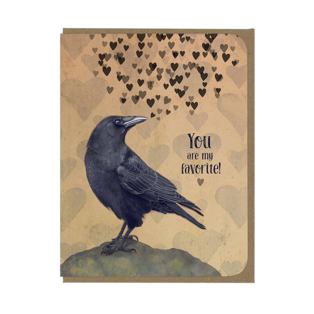 Love - Crow and Hearts - Greeting Card