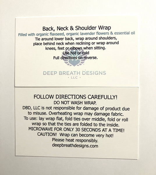 LARGE Back Neck & Shoulder Wrap organic hot/cold relaxation