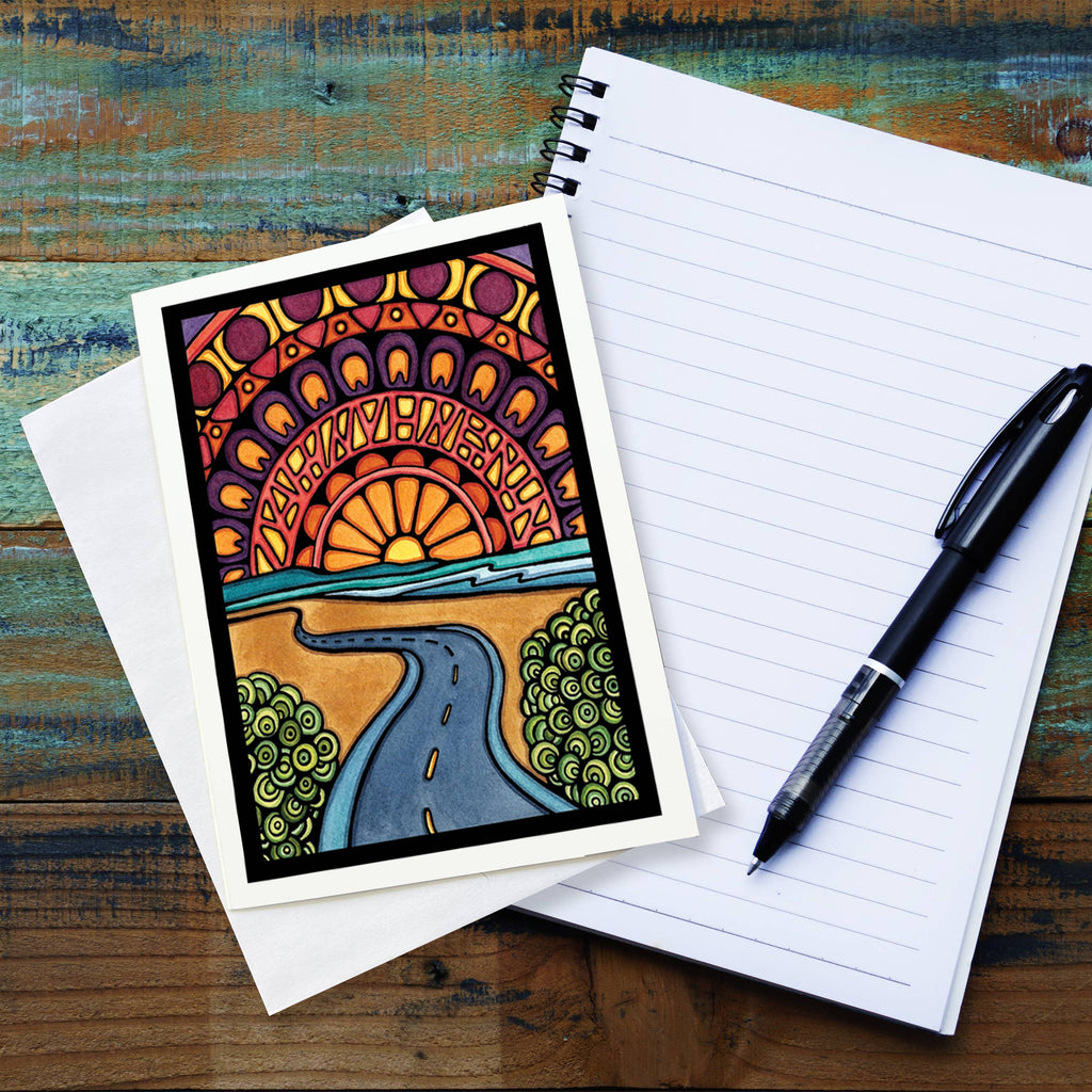 Greeting Card Sunset Road