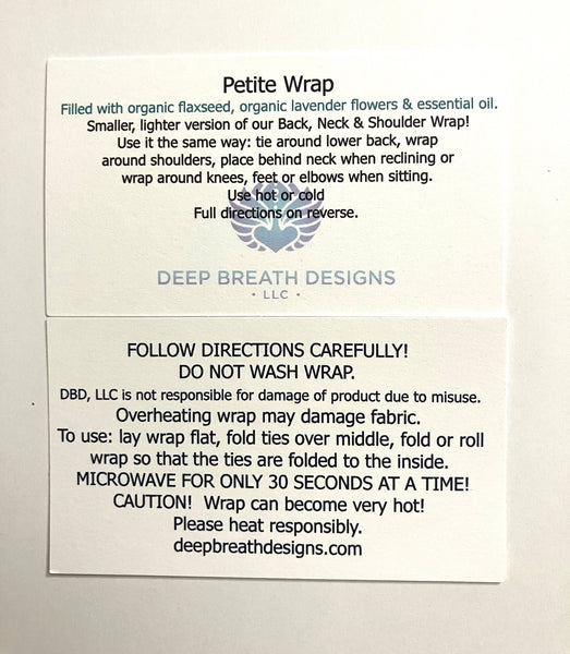 PETITE Back Neck & Shoulder Wrap organic hot/cold relaxation