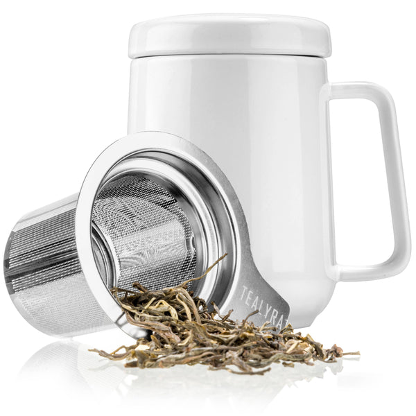 Peak White Porcelain Mug With Infuser 19oz