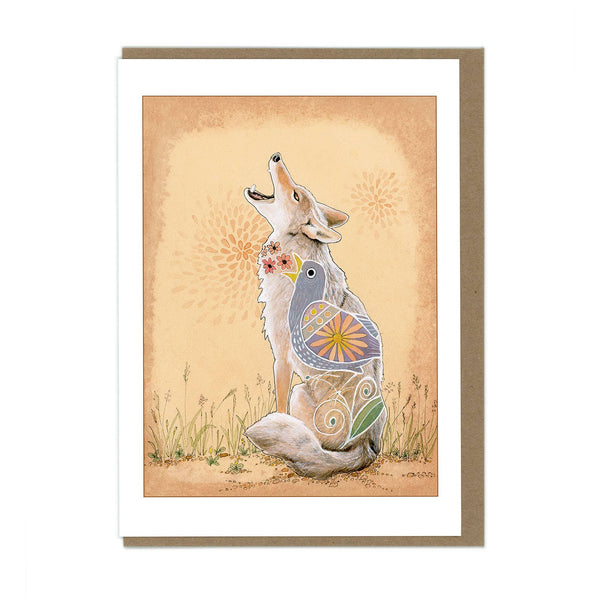 Coyote and Bird - Blank Card