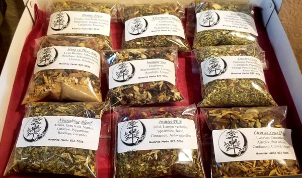 Nuestra muestra de té Moonrise Herbal Favorites