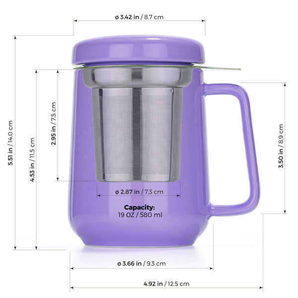 Peak Porcelain Mug With Infuser 19oz, Purple Matte Finish