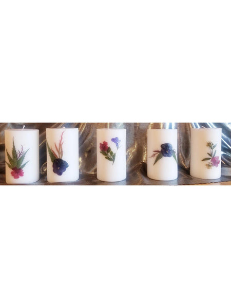Pressed Flower Round Cylinders by Guinevere's Candles