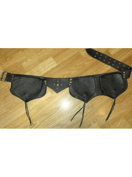 Belt Black Leather Leaf